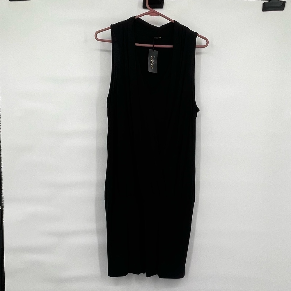 Lascana for Venus NWT surplice black banded bottom dress